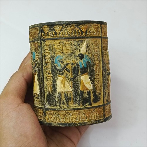 Ancient Egypt style mug with pharaohs, hieroglyphs, cobra handle, vintage look. - Picture 10 of 10