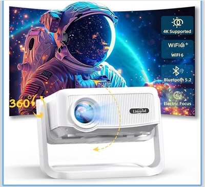 Lisowod WiFi and Bluetooth Mini-Projector:[1300 ANSI & 360°Adjustable