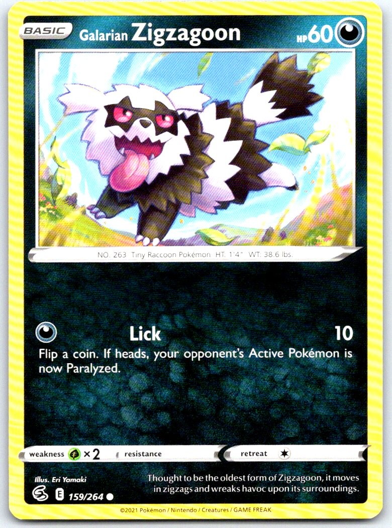 Galarian Zigzagoon 159/264 Common Fusion Strike Pokemon NM