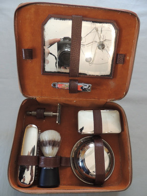 Vintage shaving set- Gillette razor-Wilkinson bruss-bowl-bruss