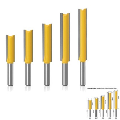 Holzfräser Set, Nutfräser, Bündigfräser, 8mm Schaft, extra lang, 12,7mm Durch...