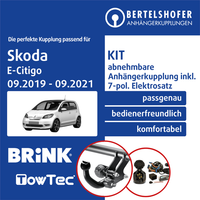 FüR Skoda E-Citigo Typ NE1 09.2019-09.2021 AHK Abnehmbar +7Pol Spezifisch E-Satz