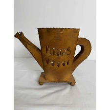 Decorative Watering Can Rustic Small Flower Vase India Cutout Lettering