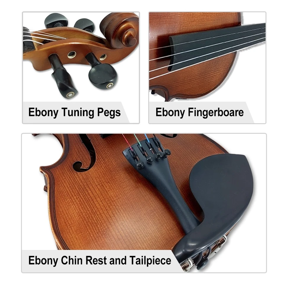 Left Hand Electric Acoustic Violin 4/4 Maple Spruce Handmade Violin with Case - Image 4 of 4