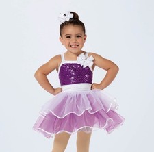 Weissman NWOT Jump Into Wow Purple Sequin White Tutu Dance Costume 14356 XSC