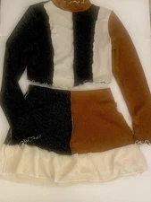 Y2k Cyber Club Dark Coquette Crop Top Mini Skirt Set M Metallic Luna Chix Knit