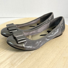 Anne Klein Sport Women's Shoes Aricia Ballet Flats Grey w/Mettalic Cap Toe 6.5M