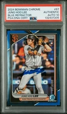 Jung Hoo Lee Signed 2024 Bowman Chrome Blue Refractor /150 RC Giants PSA 10 Auto