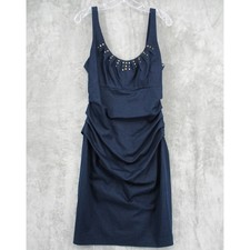 Suzi Chin For Maggy Boutique Dress Womens 12 Bodycon Evening Event Midi Blue