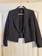 Nine West Women’s Gray Lined Blazer Jacket Size 4 Regular Open Front Long Sleeve