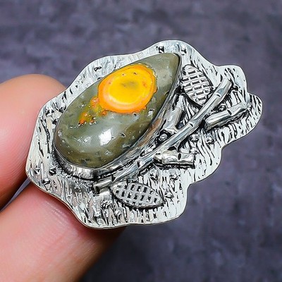 Bumble Bee Jasper Gemstone 925 Sterling Silver Jewelry Ring Size 7.5