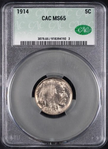 1914 5C Buffalo Nickel CACG MS65 CAC