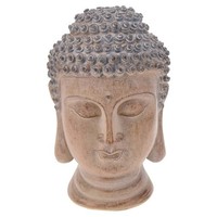 Dekofigur Buddha Figur Statue Skulptur Kopf Kunststein Braun H 18 Cm