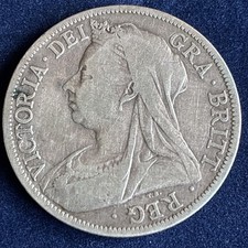 1895 Victoria Half Crown Silver Coin.