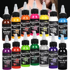 Professional Tattoo Ink Set 14 Colors 1OZ (30Ml) Vegan-Friendly Pigment Tattoo I
