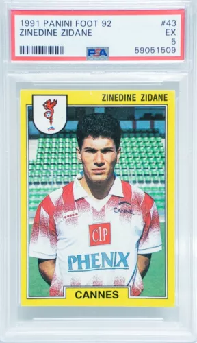 1991 Panini Foot '92 Soccer #43 Zinedine Zidane ROOKIE RC GOAT PSA 5