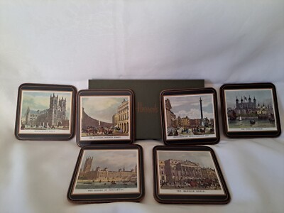 6 Harrods London Scenes Cork Coasters 6 English Life Coasters