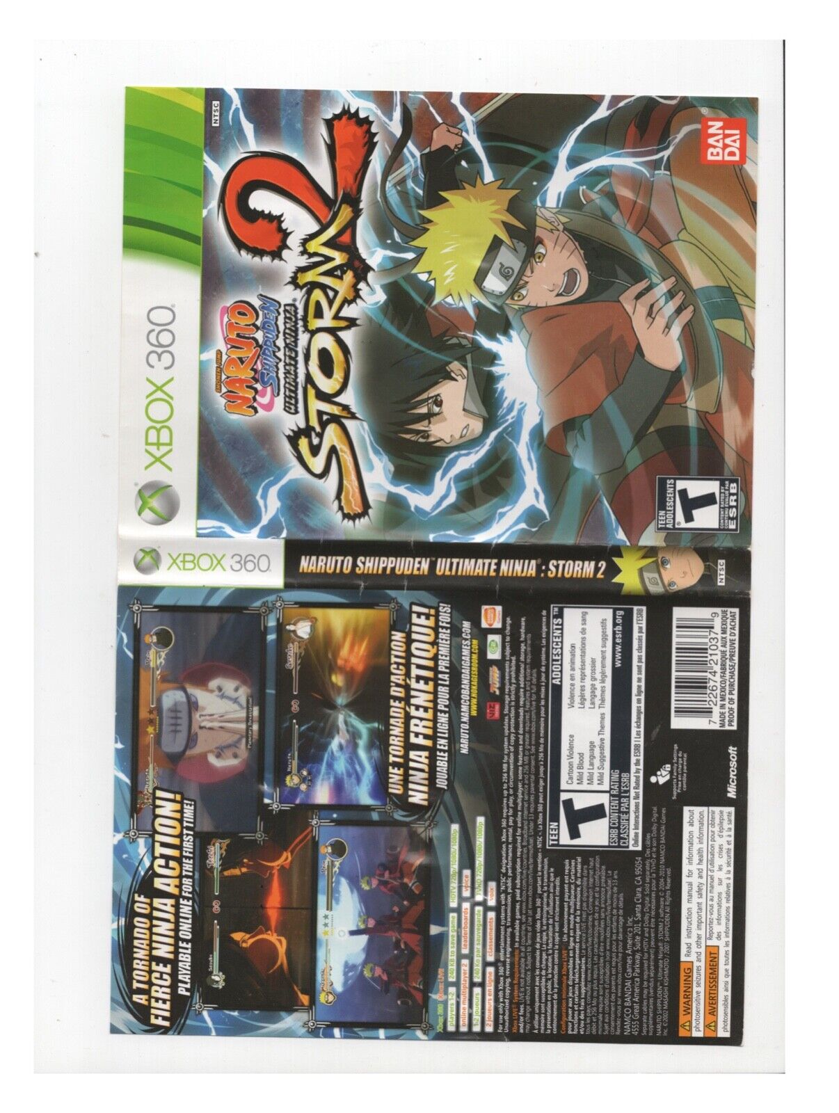 Naruto Shippuden Ultimate Ninja Storm 2 WATERDMG Xbox 360 ARTWORK ONLY  Authentic