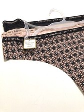NWT 3Pack Adrienne Vittadini Panties Thongs Size XL Geo Nude Beige Black NoShow