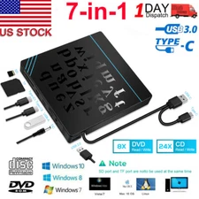 USB External DVD CD Hard Disc Burner Player Reader Optical Drive for PC Laptop