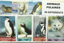 Lot  50 timbres thematique " Animaux polaires "