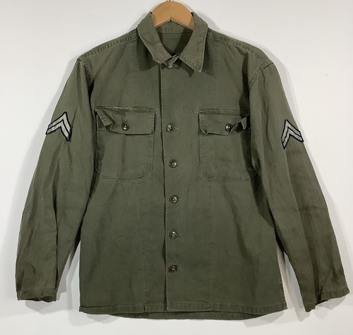 Camicia da campo vintage epoca guerra di Corea esercito militare USA verde OD HBT cotone taglia L