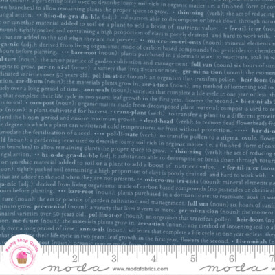 Moda FLOWER POT 5164 17 Navy Blue Text Writing LELLA BOUTIQUE Quilt Fabric