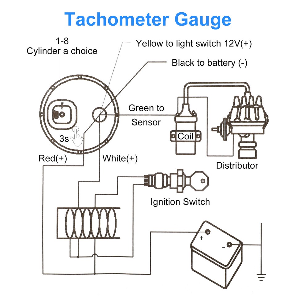 2" 52mm Universal 12V Car Tachometer Gauge - Digital 0-8000 RPM With LED Shift Light