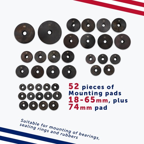 Bushing Seal Driver Bearing Press Tool Kit Race Remover Puller 18-65mm + 74mm - Picture 4 of 12