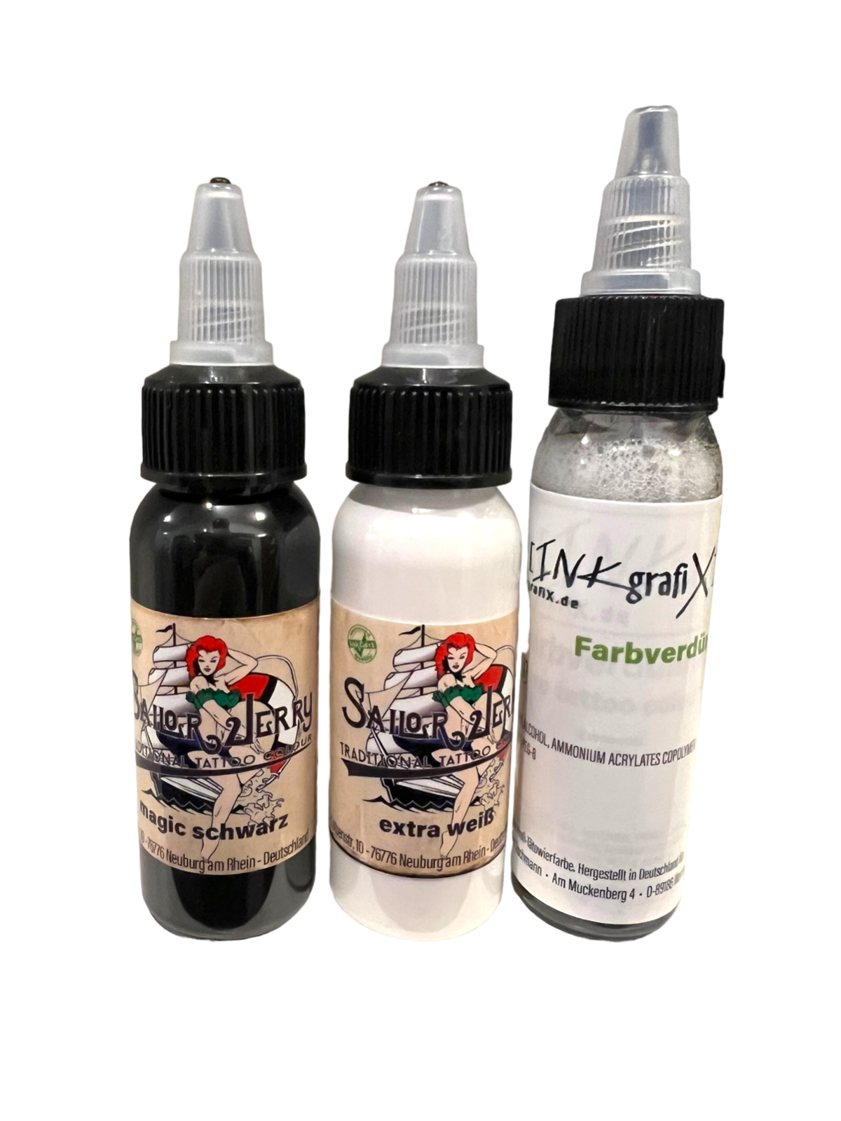 HAN-SEN GmbH Tattoobedarf Onlineshop - REACH-konforme Sailor Jerry Tattoofarbe, Liner Schwarz, 10ml