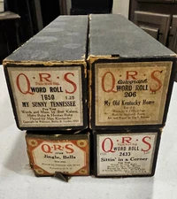 Vintage Q.R.S Piano Word Roll  (lot of 4) 1650, 206, 1798, and 2433 Jingle Bells