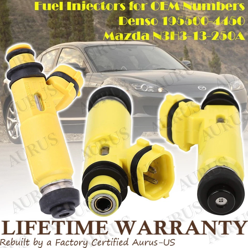 4 оригинальные топливные форсунки DENSO для Mazda RX-8 1,3 л R2 RX8 2004 2005 2006 2007 2008 годов выпуска - Изображение 3 из 4