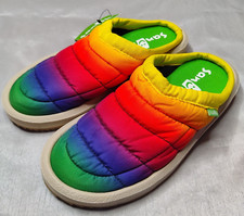 SANUK Girls Size 3 Lil Puffer Low Rainbow Mule Sandal Slippers NEW