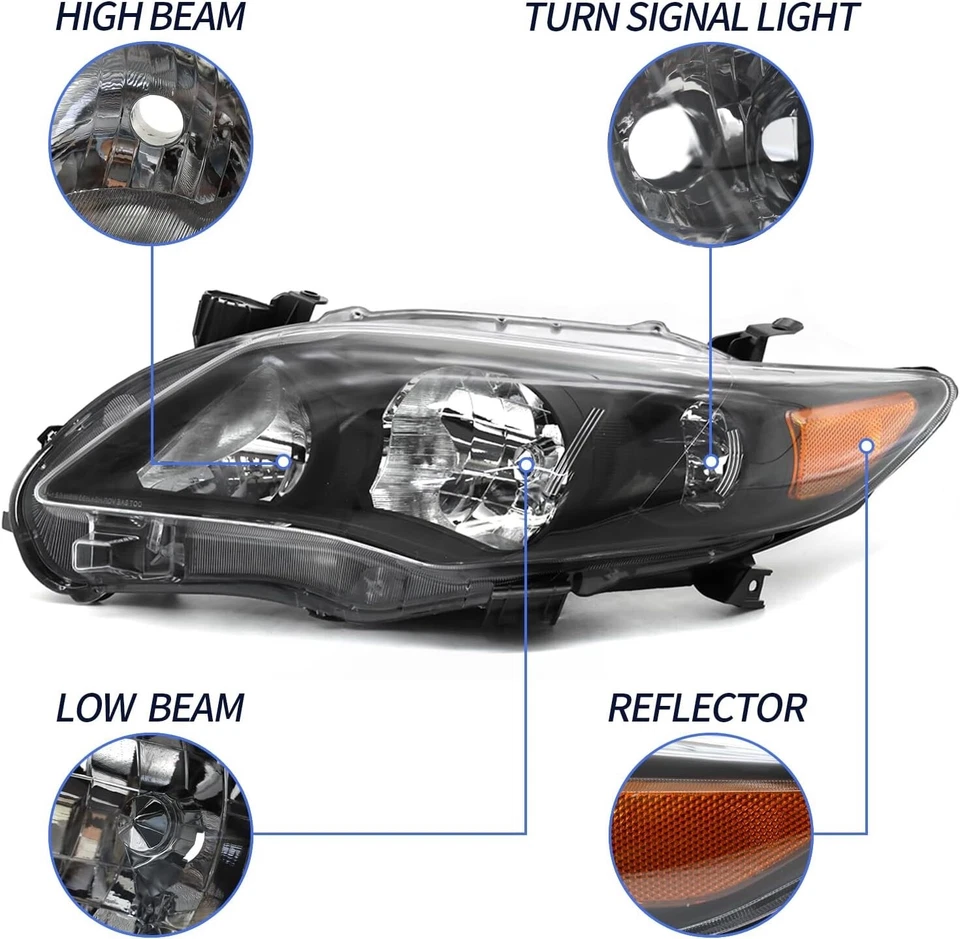 Par de faros izquierda+derecha carcasa negra Toyota Corolla 2011-2013 Foto 4 de 4