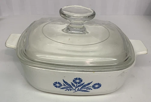 Vintage Corning Ware Covered Baking Dish A-A-1 18 W/ Pyrex Glass Lid