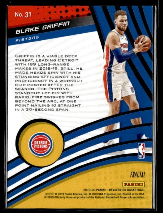2019-20 Panini Revolution Vortex Fractal #31 Blake Griffin BK01R04C - Image 2 of 2
