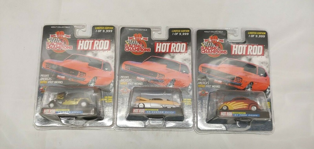 Racing Champions Hot Rod Series Die Cast Bundle, 3 Cars, Limited Edition