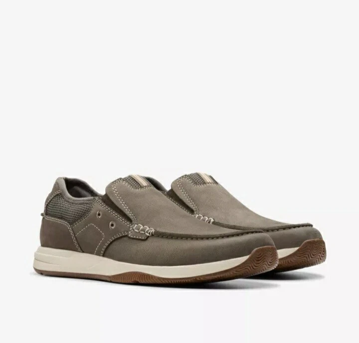 CLARKS Collezione Uomo * Sailview Step * Taupe Nubuck Scarpe Slip On UK 8 5 G