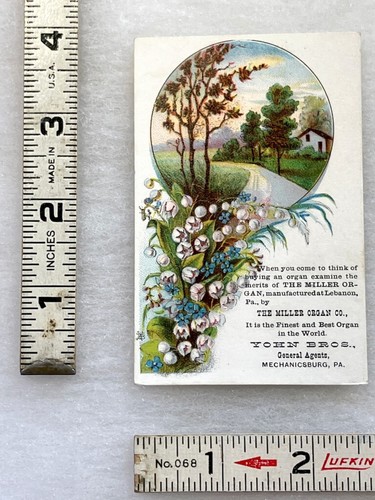 Victorian trade card Miller Organ Company YOHN BROS Mechanicsburg PA floral - Picture 2 of 8