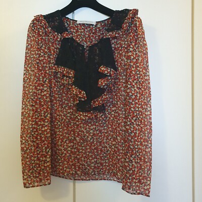 Philosophy  Bluse Gr. I 40 Rot geblümt  reine Seide