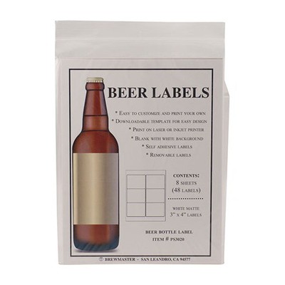 Blank Beer Bottle Labels 48 pack Water Resistant Vinyl For InkJet Or ...