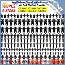 190PCS Car Fastener Push Pin Rivet Clips Bumper Fender 6 Size Universal