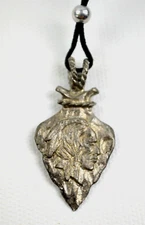 Vintage Pewter Native American Indian Warrior Arrowhead Pendant