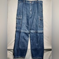 Bugle Boy Convertible Jeans 90's Y2K Style Medium Wash 100 Cotton Size 40 X 32
