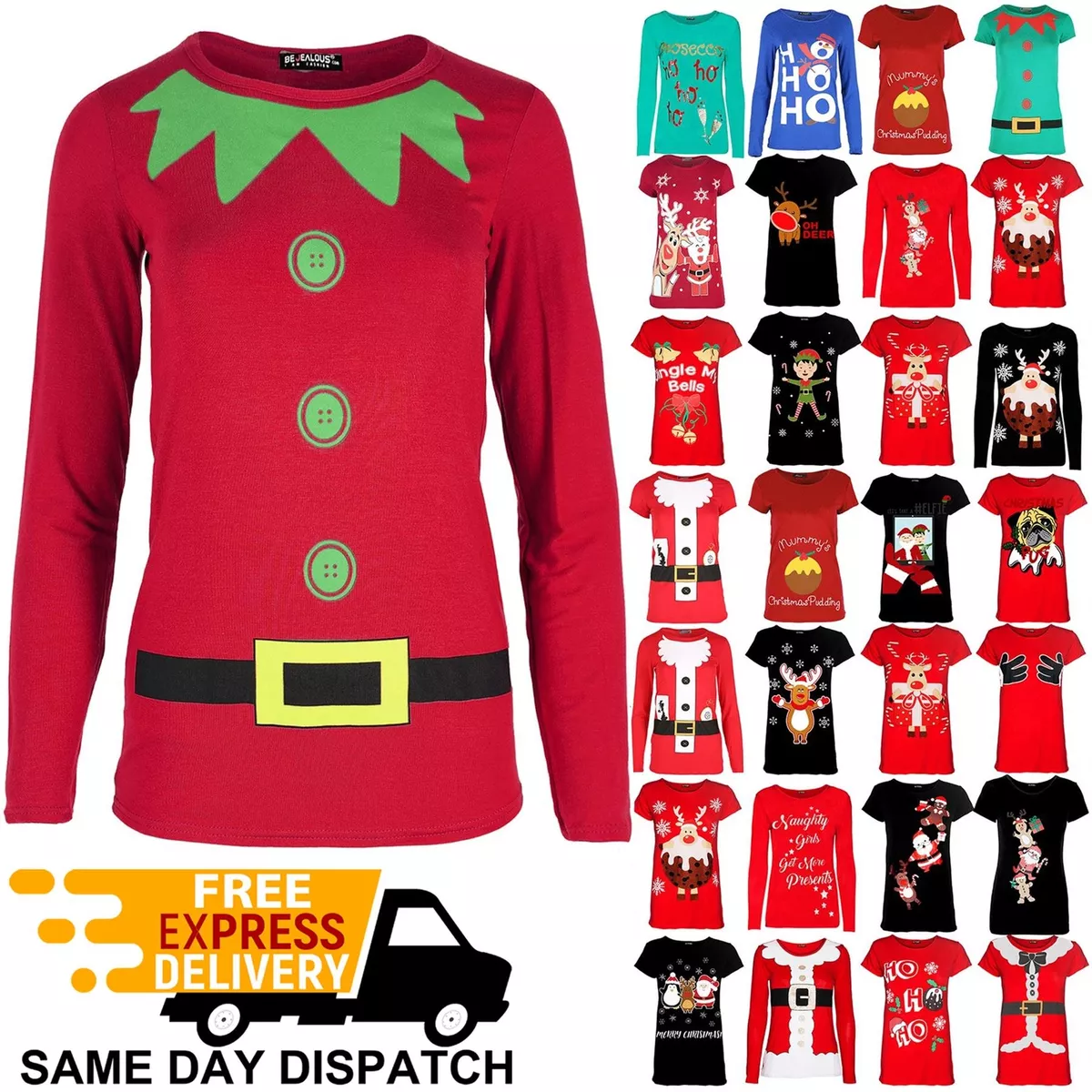 ladies christmas elf t shirts