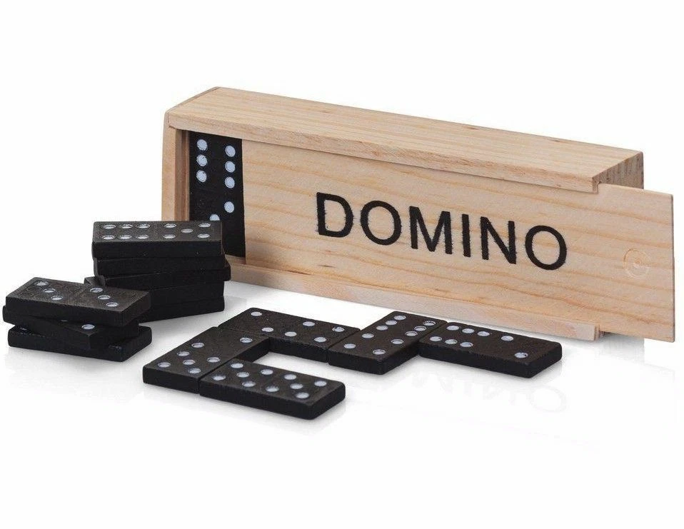 Kids 28 WOODEN DOMINOES BOX SET Toy Traditional Classic Children