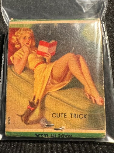 VINTAGE MATCHBOOK - CHRIS' TAP - PIN UP  - CUTE TRICK - ODELL, IL - UNSTRUCK!