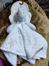 Blankets  Beyond Baby Blue White Security Blanket Nunu Lovey Elephant B be NWT