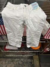 Children  s Size 6 Cat And Jack Wide Leg Crop White Denim Jeans Adjustable Waist