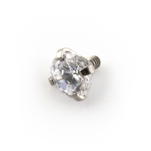 Prong Set Gem Dermal Anchor Top Micro Dermal Head For Internal Threaded Bars - Picture 2 of 9